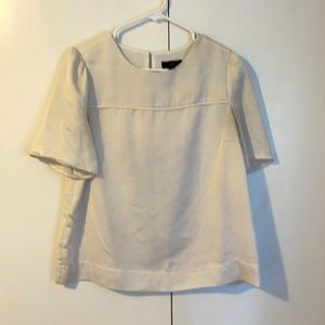 J crew short sleeve cream satin blouse